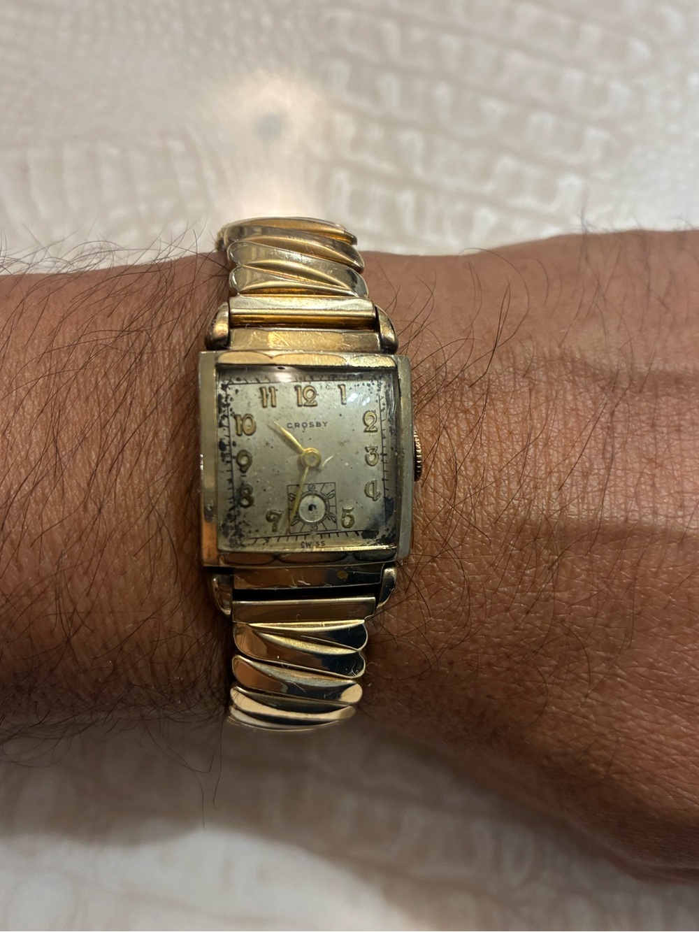crosby. Gold-Tone Vintage Square Watch